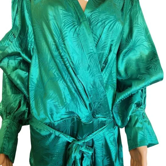 City Chic Polyester Amalia Dress XXL 24 Greenstone Palm Print V-Neck Long Sleeve - Picture 6 of 16